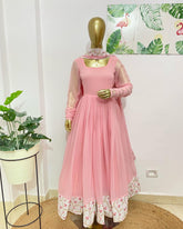 Rose pink georgette anarkali - kasumi.in